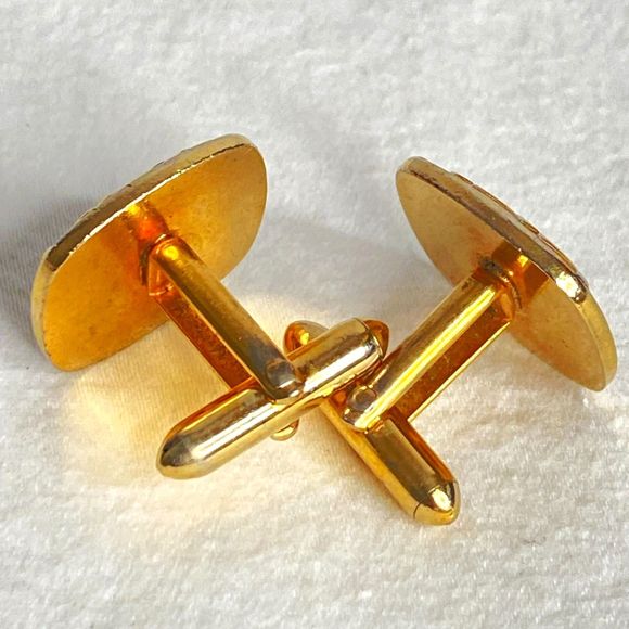 Swank Cufflinks Gold Tone Textured And Engraved Abstract Design Squares - Picture 5 of 7